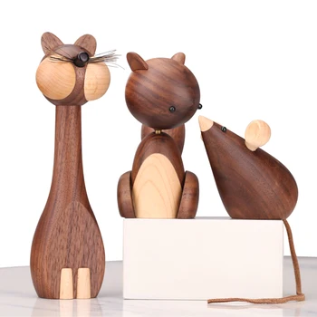 Lesene Veverica Darila, Obrti Igrače Lesa Veverico Domov, Dekorativni Miniaturne Figurice Živali, Nordijska Modela Soba Dekor