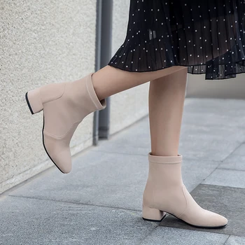 2020 novo prispeli vroče prodajo debele visokih petah kvadratni toe ženske škornji visoki kakovosti jeseni, pozimi škornji 35 36 38 39 41 42 43