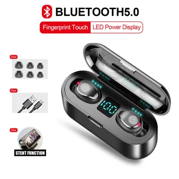 Original F9 TWS 5.0 Bluetooth Slušalke Brezžične Slušalke Hi-fi Zvok Nepremočljiva Mini Šport Slušalke Zmanjšanje Hrupa Gaming Slušalka