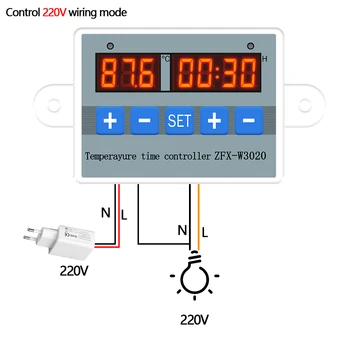 ZFX-W3020 Temperatura Čas Krmilnik Termostat za Nadzor Krmilnik Thermoregulator Timer Control Modul 12V/24V/220V 21%off
