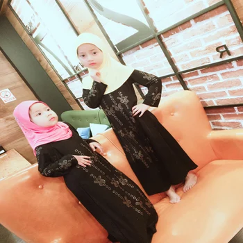 Ramadana Eid Mubarak Otroci Abaya Dubaj Arabski Hidžab Muslimansko Obleko Dekle Moslima Elbise Turški Islamska Oblačila Za Otroke Habaya