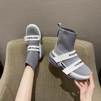 Ženske kratke čevlji modni škornji luksuzni oblikovalec platformo ženske kratke čevlji blagovne znamke ženske čevlje črne nogavice, čevlji