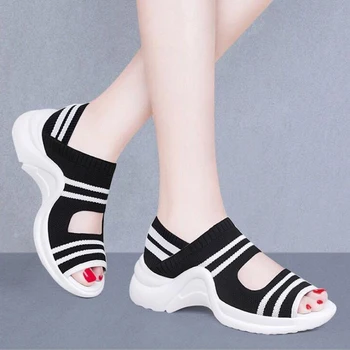 Ženske sandali 2020 poletne čevlje, ženska pletenje dihanje sandale klini platformo sandali lady udobne čevlje