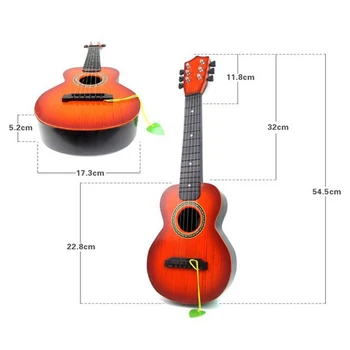 Ustvarjalne 6 Strune Mini Kitara Prenosni Izobraževanja Otrok Kitaro Za Usposabljanje Razred Mini Glasbeni instrument Za Otroke (Rjava)