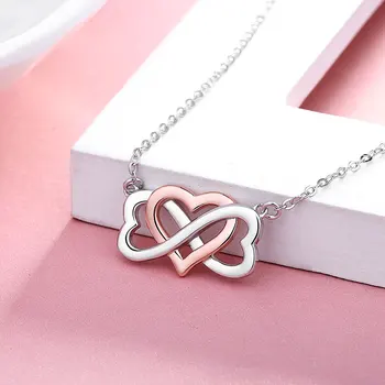 925 Sterling Srebro Infinity Simbol Srce Neskončne Ljubezni Obesek Verige Ogrlice Za Ženske Fine Nakit Božično Darilo Debelo