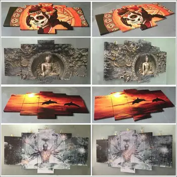 Platno Slikarstvo Sodobne 5 Kos HD Natisne Wall Art Živalskih Plakat Tiger Slike za Dnevni Sobi Doma Dekor