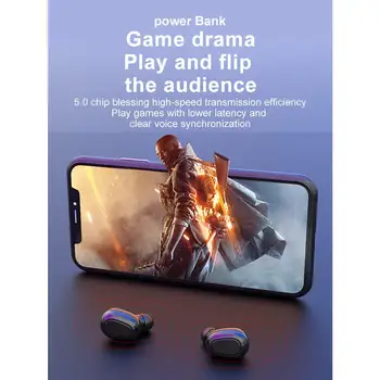 Bluetooth 5.0 TWS Brezžične Slušalke z Dvojno Čepkov Glasbo, Šport Slušalke 9D Zvok w/ Polnjenje Polje za Samsung Telefone Android, iPhone