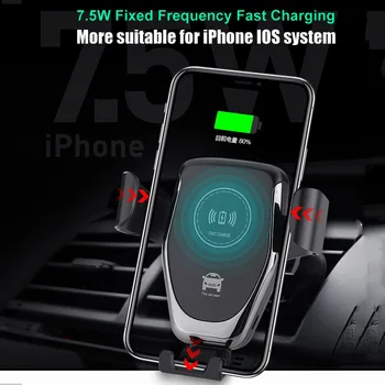 Hitro Qi Avto Brezžični Polnilnik Za iPhone XS Max XR X Samsung S9 S10 Inteligentno Brezžično Polnjenje Telefona Avto Nosilec Za Xiaomi