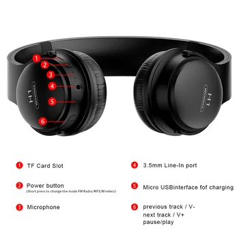 H1 Pro Igralne Brezžične Slušalke Bluetooth 5.0 HD Stereo Hrupa Preklic Podpira TF Kartice v Režo Zložljive Slušalke za IOS Android