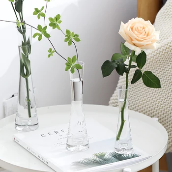 Nordijska Preprost, Pregleden Steklena Vaza Mini Cvetje Hydroponic Ureditev Majhnih Vaza Dnevna Soba Namizni Pribor Vaze