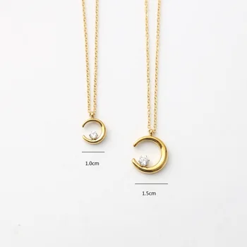 Zlata Luna ogrlica za ženske iz nerjavečega jekla cirkon minimalističen elegantno ogrlico moda 2020