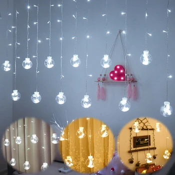 LED bakrene žice 2,5 M zavese svetilka 220v EU plug niz luči pravljice za razsvetljavo na prostem, poroke, Božični okraski, ki Želijo žogo