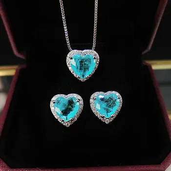 SINZRY Moda klasičen nakit set AAA kubičnih cirkon srce oblika letnik ogrlico, uhane obroč iz žensk luksuzni nakit sklopov