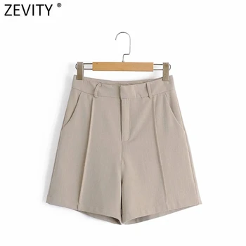 Zevity Nove ženske modni candy barve, pritisnite vrstico športna Bermuda Hlače lady teksturo zadrgo elegantna vroče hlače pantalone cortos P900