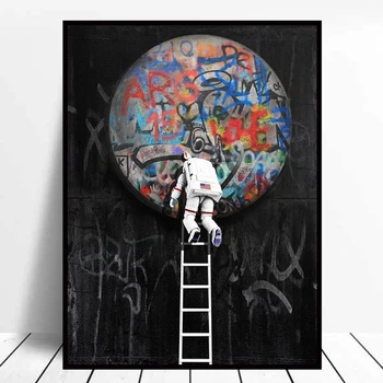 Grafiti Umetnost Astronavt Vkrcali Prostor Sanje vesoljsko Ladjo Platno Slikarstvo Dnevna Soba Plakat Stensko Dekoracijo Doma wall art anime
