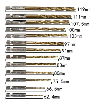 13Pcs/Komplet HSS hitroreznega Jekla Titanium obložene Drill Bit Set 1/4 Hex Kolenom 1.5-6,5 mm Izvijač Twist Drill Bit