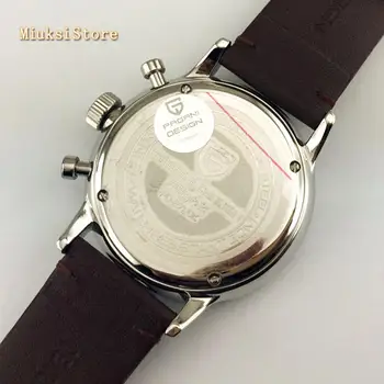 Moda luksuzne blagovne znamke Pagani design 43mm, bela številčnica datum usnje kronograf japonski quartz moška vrh straže