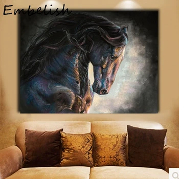 1 Kos Vroče Prodaja Živali Wall Art Plakate Za dnevno Sobo, Črne Frizijski Konj Slike Sodobne Dom Dekor HD Platna Slike