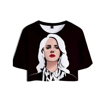 Lana Del Rey 3D Tiskanih Ženske Poletje Crop Tops Kratek Rokav Moda 2018 Vroče Prodajo T-majice Priložnostne Dekleta Seksi Slog Tee Majice