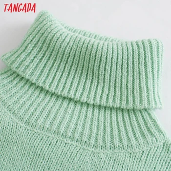 Tangada 2020 zimske chic ženske prevelik mint turtleneck pulover letnik dame pletene džemper vrhovi 3N14