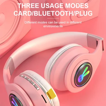 Srčkan Zajec Živali Brezžične Slušalke z Mikrofonom Zložljive Bluetooth 5.0 Otroci, Dekleta, Glasba Film Stereo Gaming Čelada darilo