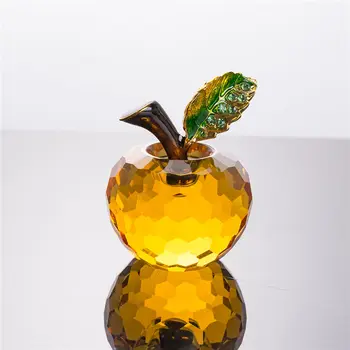 Obrazi ena Rumena Kristalno Steklo Apple Meduze obtežilnik za papir Poroko Wicca Spominek Novost Gospodinjstev Amber 40 mm
