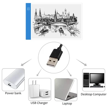 Mini A3 LED Electronic Art Grafika, Slikarstvo Pisanje Tabela Ročno Risanje Tablet Zatemnitev Digitalne Grafike Pad USB LED Kopijo Odbor