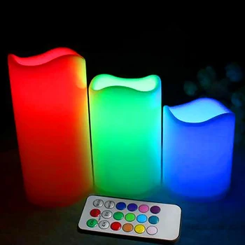 3Pcs/Nastavite Barvno Spreminjanje LED Candle Night Light Dekor Lučka z Daljinskim upravljalnikom