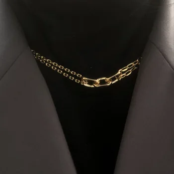 Verige ogrlica za ženske multi-obroč dvoslojno clavicle verige retro osebnost mozaik Joker napredno