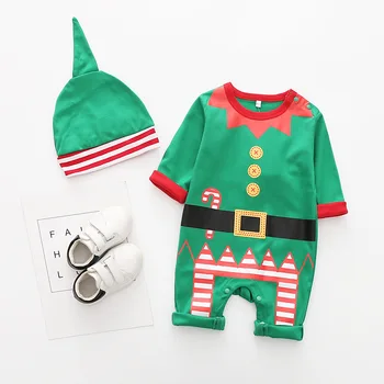 Nova Božič oblačila baby igralne obleke Fant Dekle Otroci Romper Klobuk Cap santa claus otroška noša Božično Darilo novorojenčka