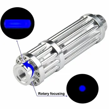 Močan Pekoč Modri Laser Baklo 445nm 10000m Večfunkcijsko Focusable Laser Pogled Kazala Svetilka Opekline na Tekmo