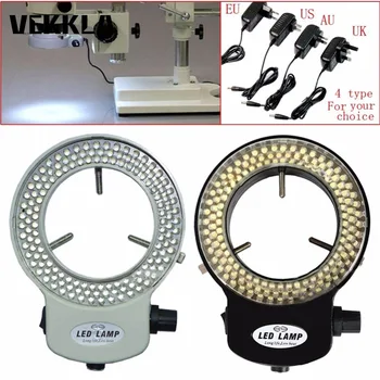 Nastavljiv 144 LED Trajno Obroč Svetlobe luč za ostrenje Lučka za Industrijo Stereo Mikroskop Fotoaparat Lupo AC 100~240V