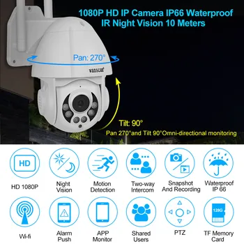 Wanscam Brezžični 1080P IP Kamera Zunanja PTZ Kupola Gibanja Zazna Samodejno Sledenje 4X Zoom 2-way Audio P2P Varnostni Nadzor