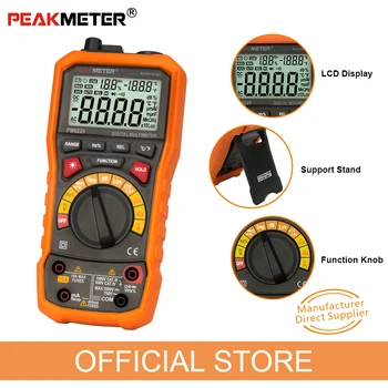 PEAKMETER PM8229 Auto manual Obseg Digitalni Multimeter z TRMS 1000V Temperatura Kapacitivnost Frekvenca Tester