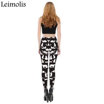 Leimolis 3D tiskanih fitnes push up vaja dokolenke ženske gotike Lep mačka sanje plus velikost Visoko Pasu punk rock pants