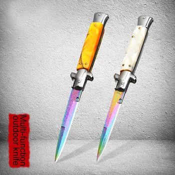 Italijanski AKC barvi titana 9 inch zunanji prenosni večnamenski folding nož hitro odpreti 440C ogledalo nož za kampiranje nož Mafi