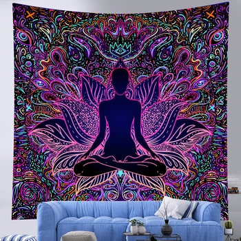 Indijski meditacija čakro Mandala doma dekoracijo tapiserija Hipi Bohemian okrašena gob stanja joga mat kavč odejo
