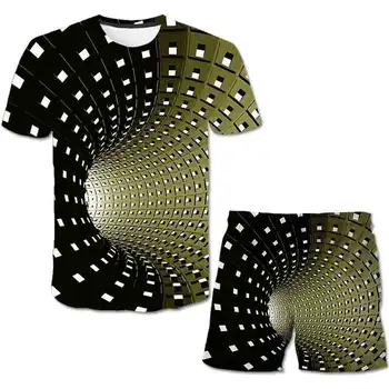 Fantje, Dekleta, Pisane Vortex 3D T-shirt Otrok Luknjo Whirlpool Tisk T-shirt 2020 Poletje Otroci majice Oblačila 4-14 Let