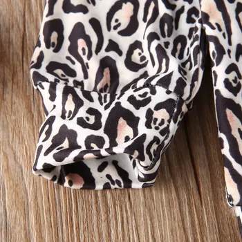 Pudcoco 0-3Y Moda Malčke Baby Dekle Leopard Tiskanja Oblačila Ruffles Hooded zgornji del Trenirke + Hlače Jeseni, Pozimi Trenirko Obleko