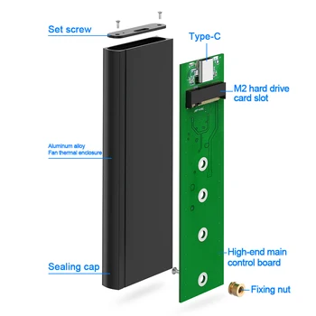 Rocketek M2 SSD Primeru NVME Ohišje 10Gbps M. 2 USB Tip C 3.1 Adapter za PCIE NGFF M/B&M Ključ Disk Polje