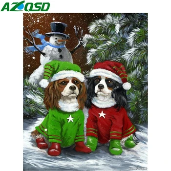 AZQSD Diamond Slikarstvo Božič Dog Mozaik Diamantno Art Sneg Vezenje Celoten Kvadratni/Krog Vaja Doma Decorf Darilo Obrti