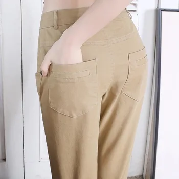Elegantno delo urada hlače ženske kakovostnega bombaža oxford prezračevanje hlače plus velikost Priložnostne čistega bombaža Naravnost hlače ženske