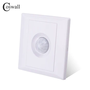 Coswall PIR Človeško Telo Senzor Stensko Stikalo Nastavljiva Zakasnitev in Občutljivost 200W LED luči 1000W Žarnica Ir