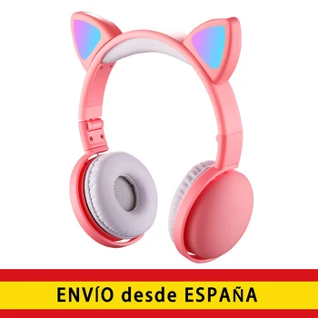 Zložljivi Bluetooth slušalke z mačka ušesa, utripajoče LED luči, brezžično z mikrofonom za otroke, odrasle, dekleta