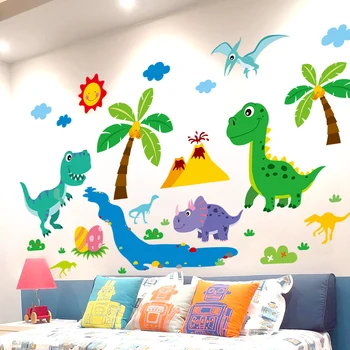 [SHIJUEHEZI] Dinozaver Drevo Stenske Nalepke DIY Balone Živali, Zidana Nalepke za Otroke, Soba, Otroška Soba Vrtec Hiša Dekoracijo