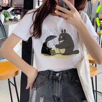 Studio Ghibli Živahen Stran Harajuku Kawaii Majica s kratkimi rokavi Ženske Smešno Ullzang T-shirt 90. letih korejskem Slogu Tshirt Grafični Top Tees Ženski