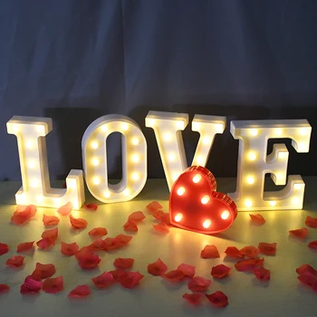 LED Pismo Noč Svetlobe Abeceda Število Srce Plastika LED Luč za Poroko valentinovo Ornament Rojstni DIY Dekoracijo
