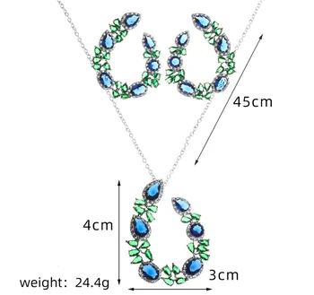 Zlxgirl nakit razkošje blagovne znamke color kubičnih cirkonij baker obesek z uhan poročni nakit sklopov fine ženske ogrlico in ušesa