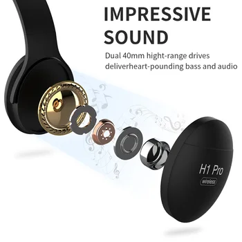 H1 Pro Igralne Brezžične Slušalke Bluetooth 5.0 HD Stereo Hrupa Preklic Podpira TF Kartice v Režo Zložljive Slušalke za IOS Android