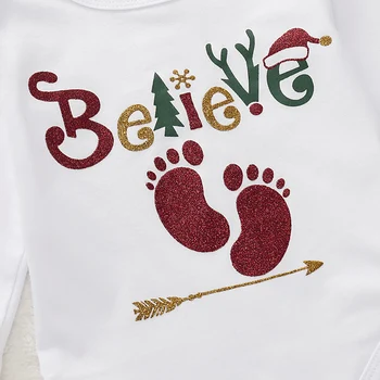 Malčka Baby Dekle 0-18 M Božič Vrhovi Bodysuit Trak Obleko + Glavo Božič Oblačila